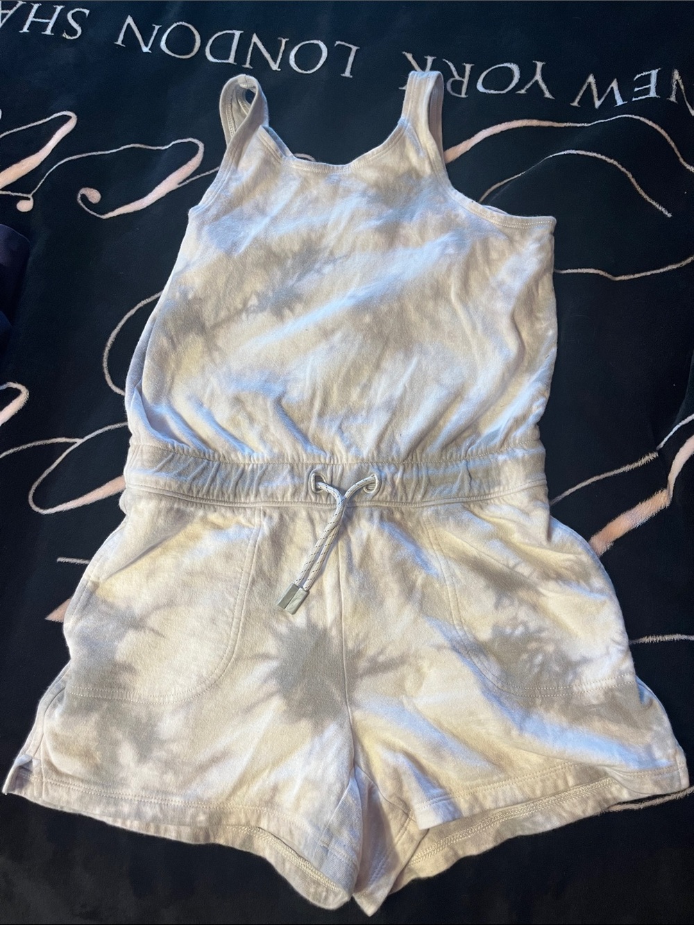 Athleta Cream Tank Romper with Drawstring Waist